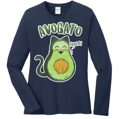 Avogato Cat Hola Ladies Long Sleeve Shirt