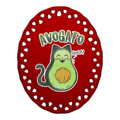 Avogato Cat Hola Ceramic Oval Ornament