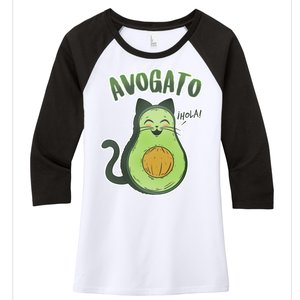 Avogato Cat Hola Women's Tri-Blend 3/4-Sleeve Raglan Shirt