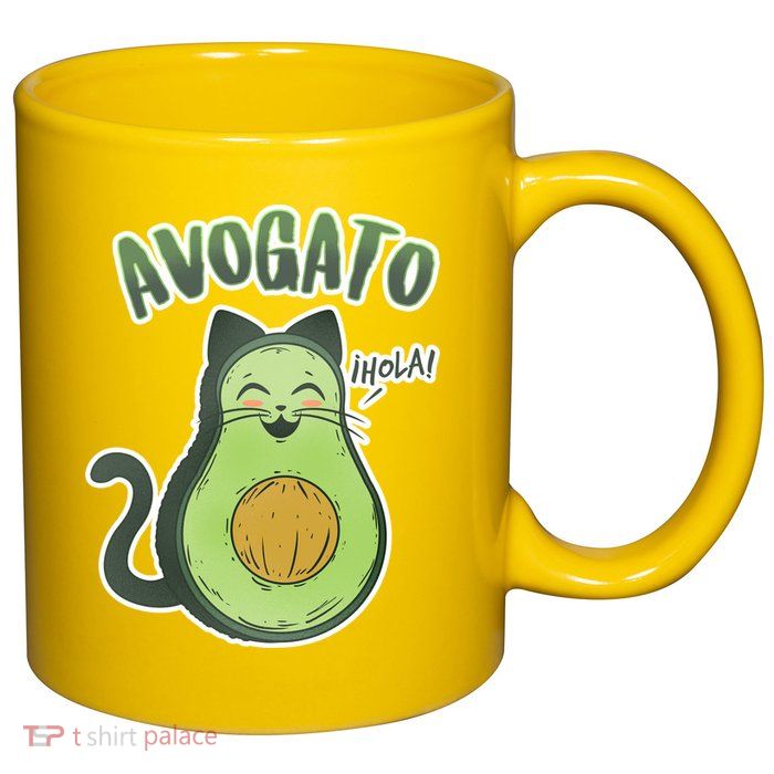 Avogato Cat Hola 11oz C Handle Ceramic Mug