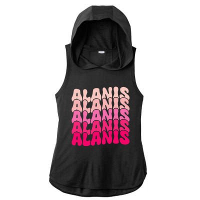 Alanis Vintage Personalized Name I Love Alanis Ladies PosiCharge Tri-Blend Wicking Draft Hoodie Tank