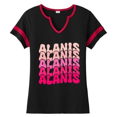 Alanis Vintage Personalized Name I Love Alanis Ladies Halftime Notch Neck Tee