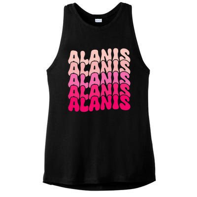 Alanis Vintage Personalized Name I Love Alanis Ladies PosiCharge Tri-Blend Wicking Tank