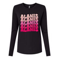 Alanis Vintage Personalized Name I Love Alanis Womens Cotton Relaxed Long Sleeve T-Shirt