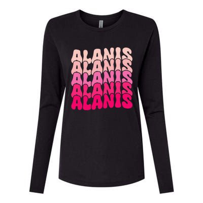 Alanis Vintage Personalized Name I Love Alanis Womens Cotton Relaxed Long Sleeve T-Shirt