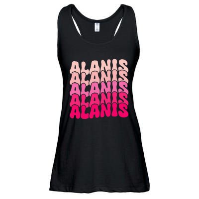 Alanis Vintage Personalized Name I Love Alanis Ladies Essential Flowy Tank