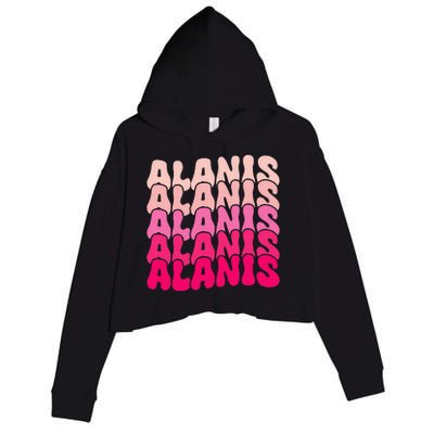 Alanis Vintage Personalized Name I Love Alanis Crop Fleece Hoodie