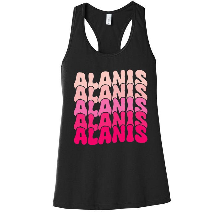 Alanis Vintage Personalized Name I Love Alanis Women's Racerback Tank