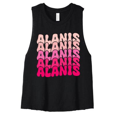 Alanis Vintage Personalized Name I Love Alanis Women's Racerback Cropped Tank