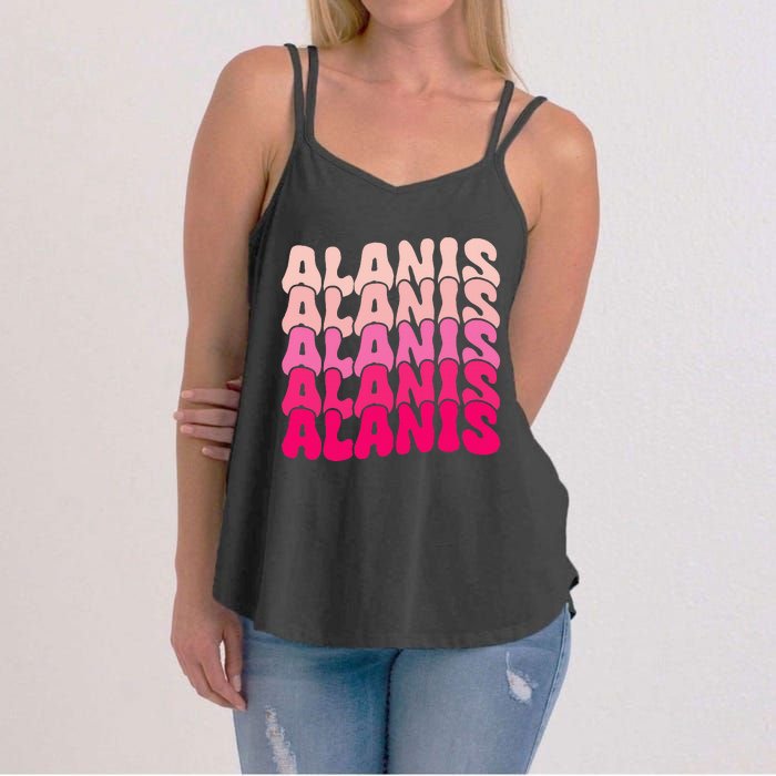 Alanis Vintage Personalized Name I Love Alanis Women's Strappy Tank