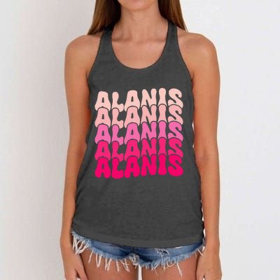 Alanis Vintage Personalized Name I Love Alanis Women's Knotted Racerback Tank