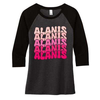 Alanis Vintage Personalized Name I Love Alanis Women's Tri-Blend 3/4-Sleeve Raglan Shirt