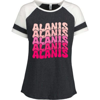 Alanis Vintage Personalized Name I Love Alanis Enza Ladies Jersey Colorblock Tee