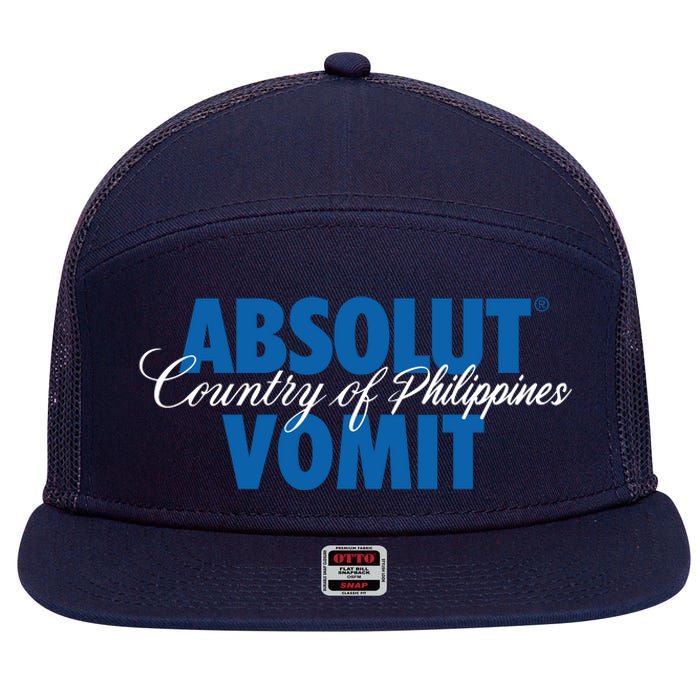 Absolute Vomit Parody Country Of Philippines 7 Panel Mesh Trucker Snapback Hat