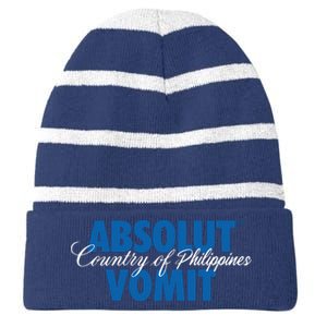 Absolute Vomit Parody Country Of Philippines Striped Beanie with Solid Band