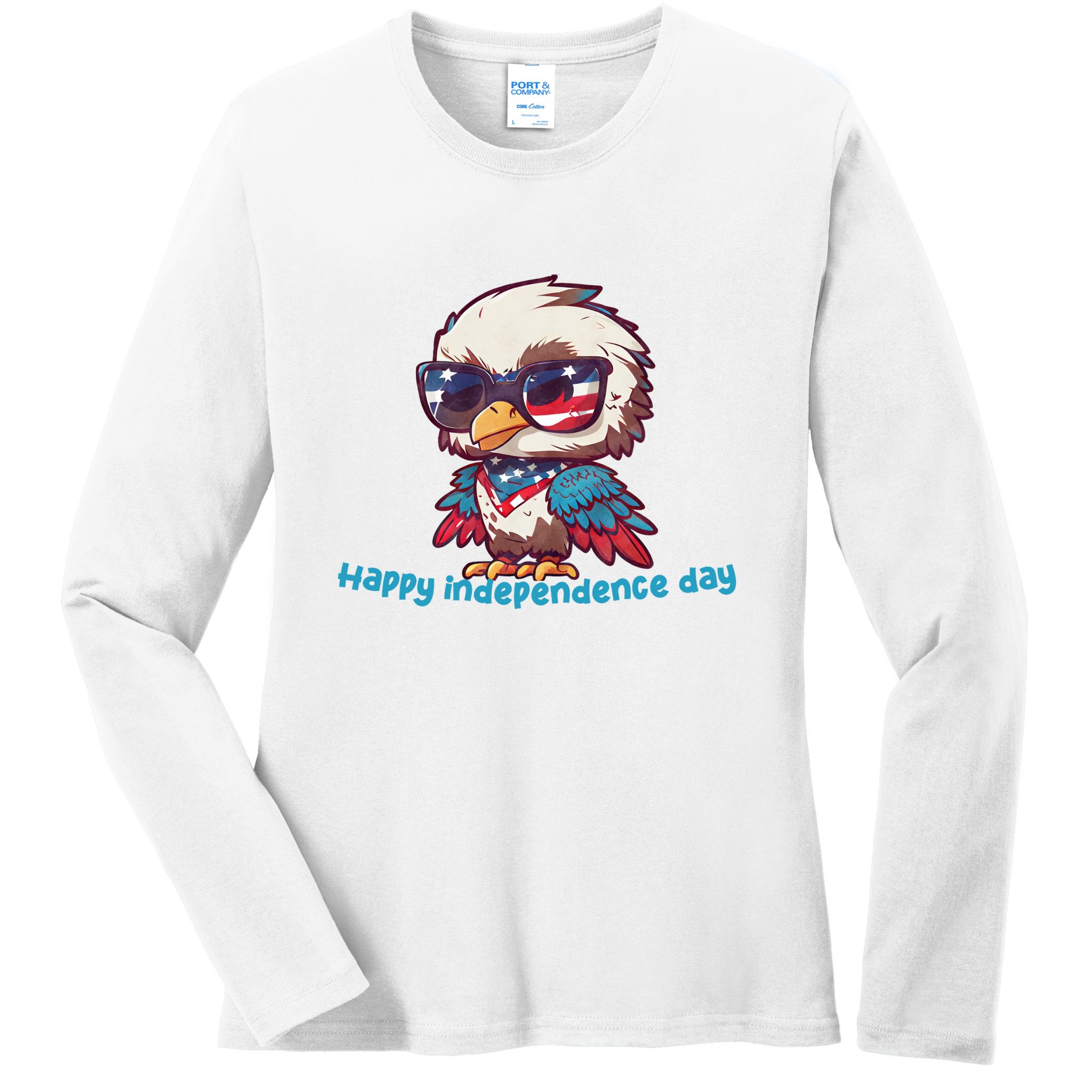 America Vintage Patriotic Bald Eagle Ladies Long Sleeve Shirt