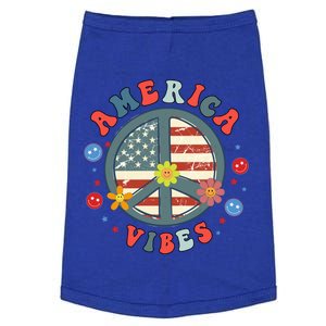 America Vibes Peace Sign Retro Groovy Flowers Us 4th Of July Cool Gift Doggie Tank