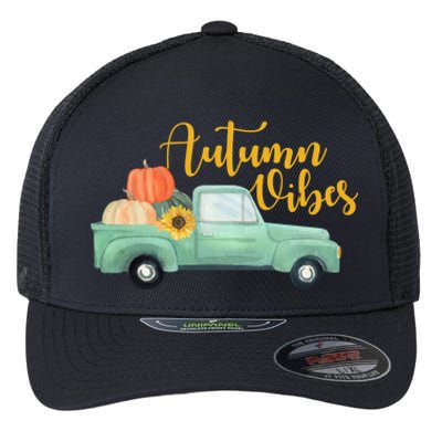 Autumn Vibes Pumpkin Truck Flexfit Unipanel Trucker Cap