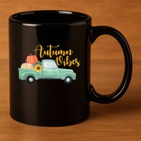 Autumn Vibes Pumpkin Truck 11oz C Handle Ceramic Mug