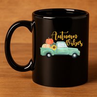 Autumn Vibes Pumpkin Truck 11oz C Handle Ceramic Mug