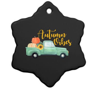 Autumn Vibes Pumpkin Truck Ceramic Star Ornament