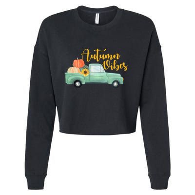 Autumn Vibes Pumpkin Truck Cropped Pullover Crew