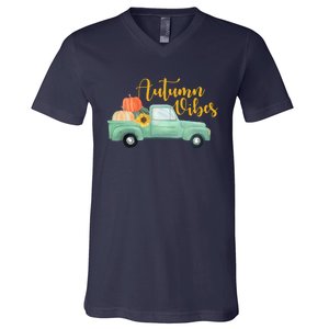 Autumn Vibes Pumpkin Truck V-Neck T-Shirt