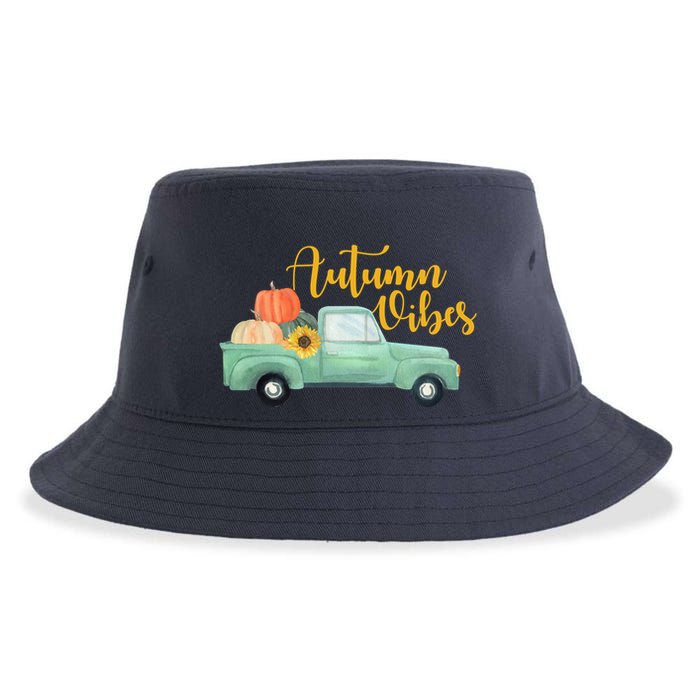 Autumn Vibes Pumpkin Truck Sustainable Bucket Hat