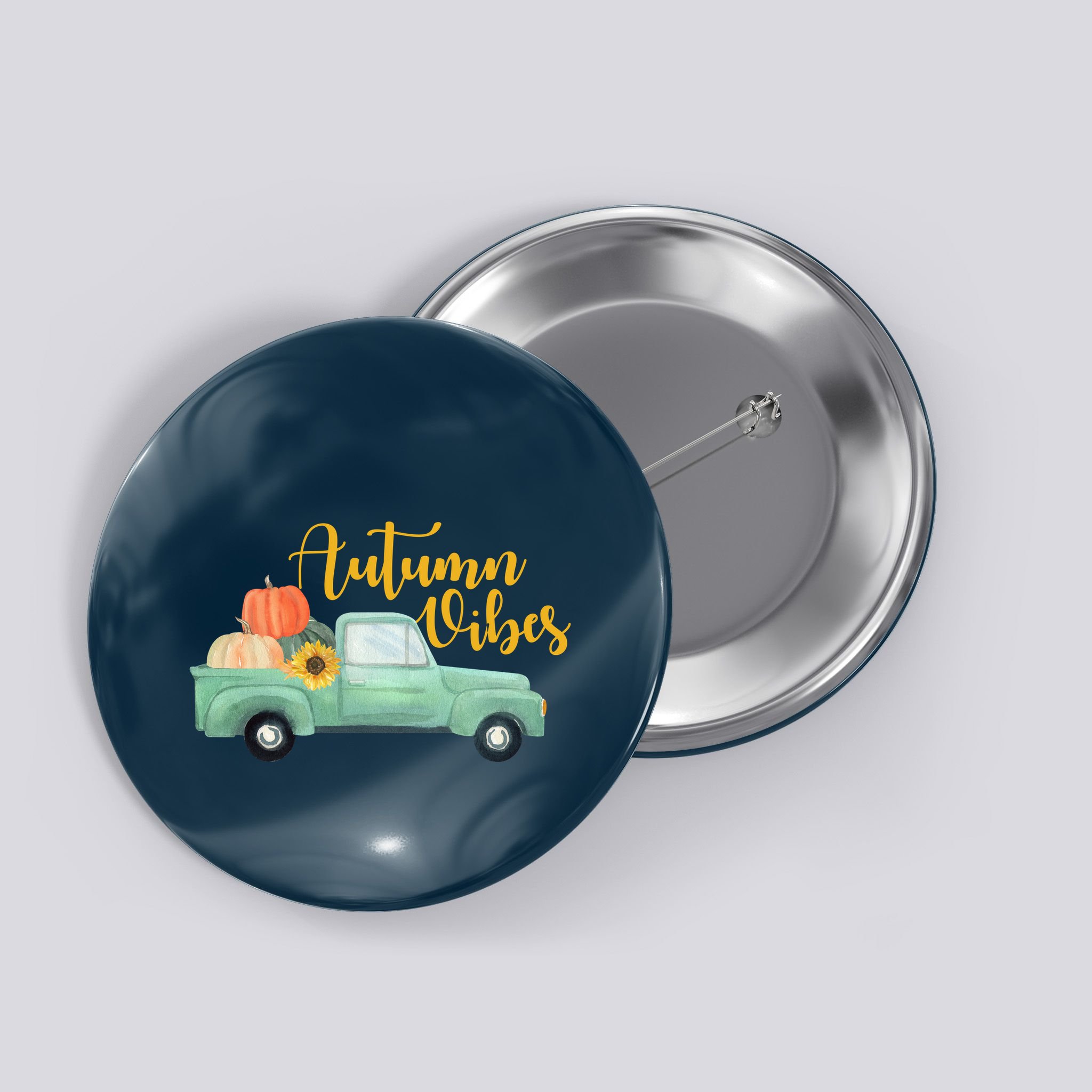 Autumn Vibes Pumpkin Truck Button