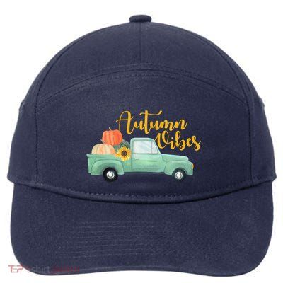 Autumn Vibes Pumpkin Truck 7-Panel Snapback Hat