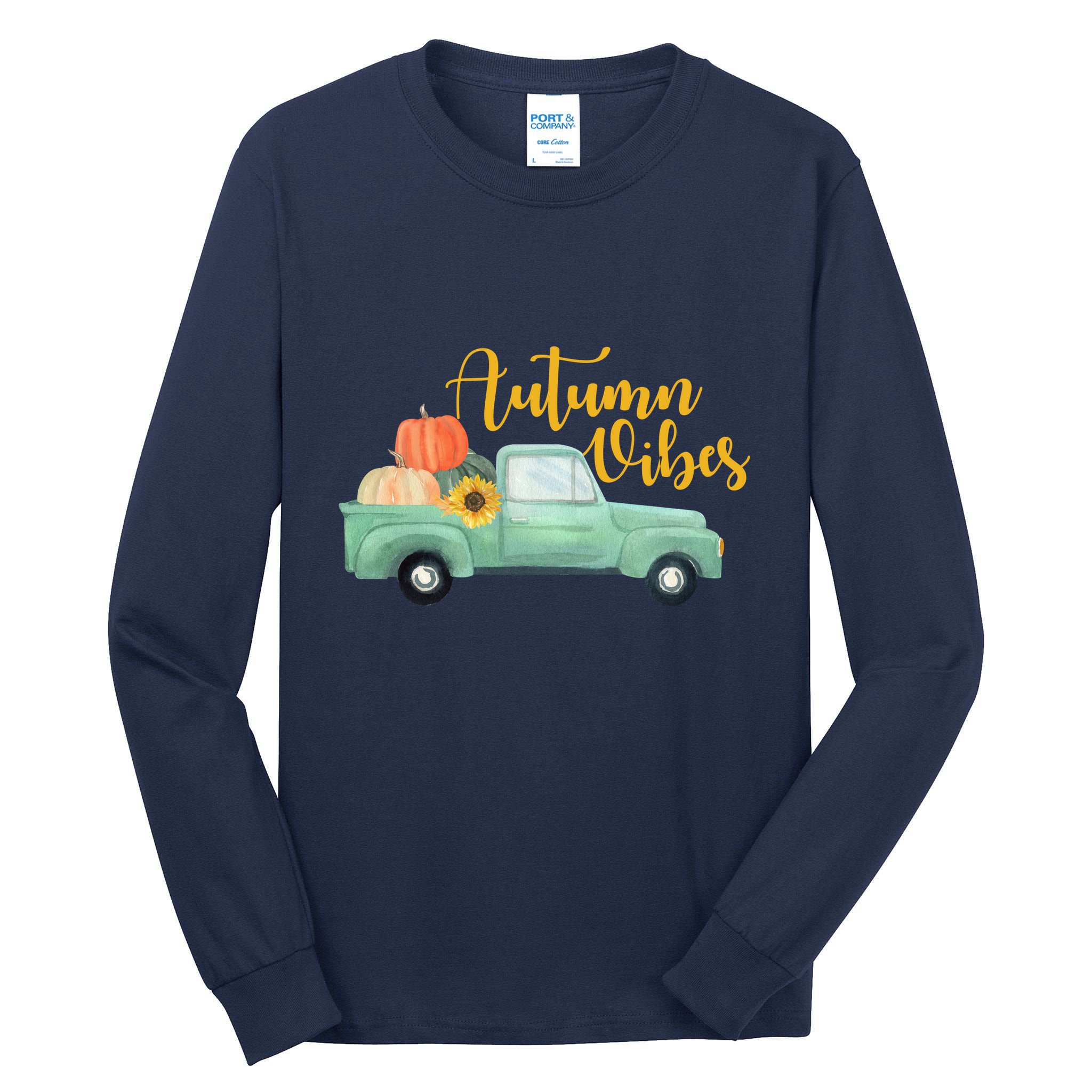 Autumn Vibes Pumpkin Truck Tall Long Sleeve T-Shirt