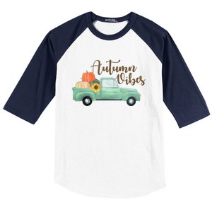 Autumn Vibes Pumpkin Truck Baseball Sleeve Shirt