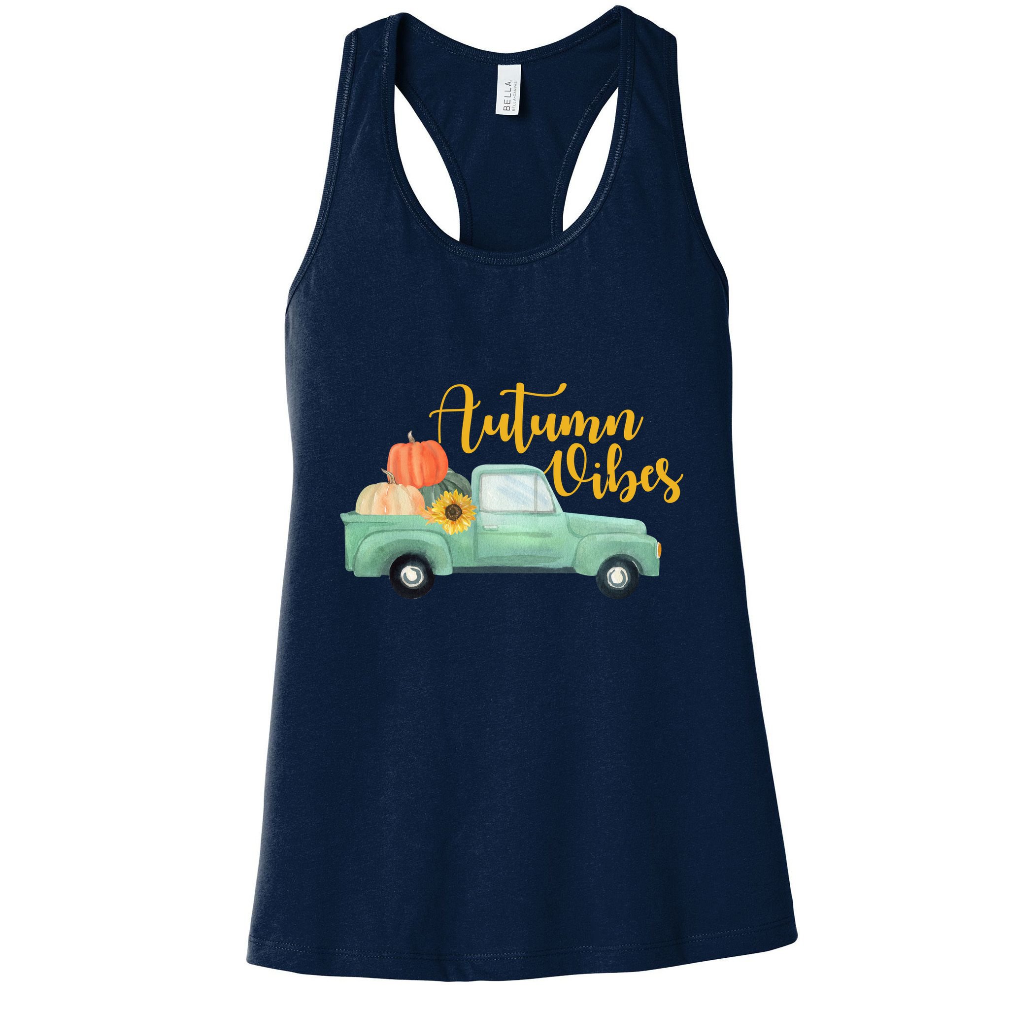 Autumn Vibes Pumpkin Truck Womens Tank Top