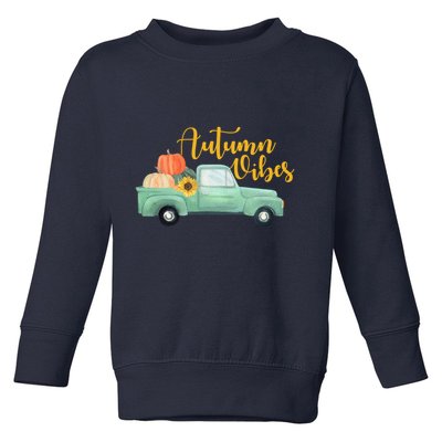 Autumn Vibes Pumpkin Truck Toddler Sweatshirt