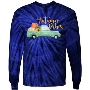 Autumn Vibes Pumpkin Truck Tie-Dye Long Sleeve Shirt