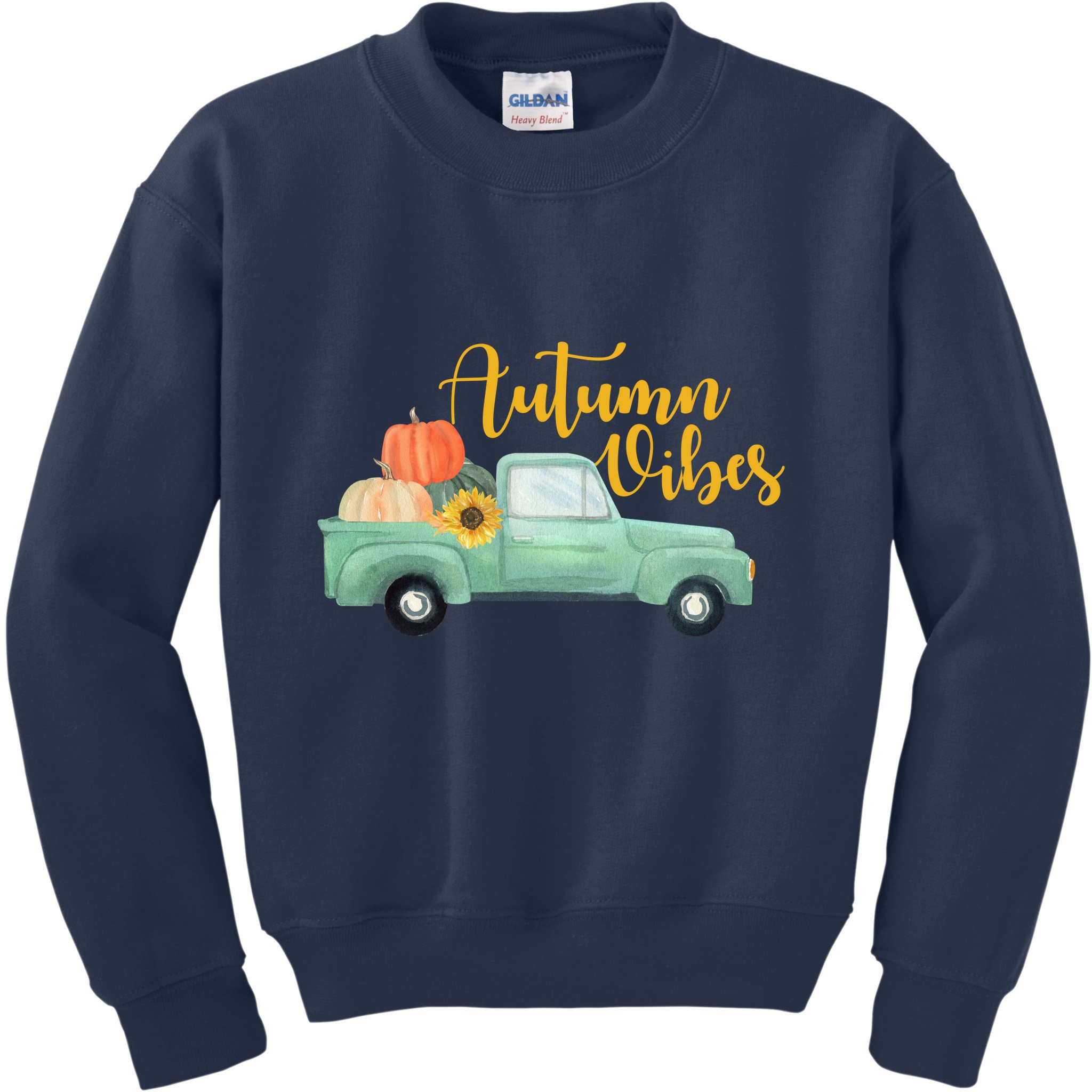 Autumn Vibes Pumpkin Truck Kids Sweatshirt