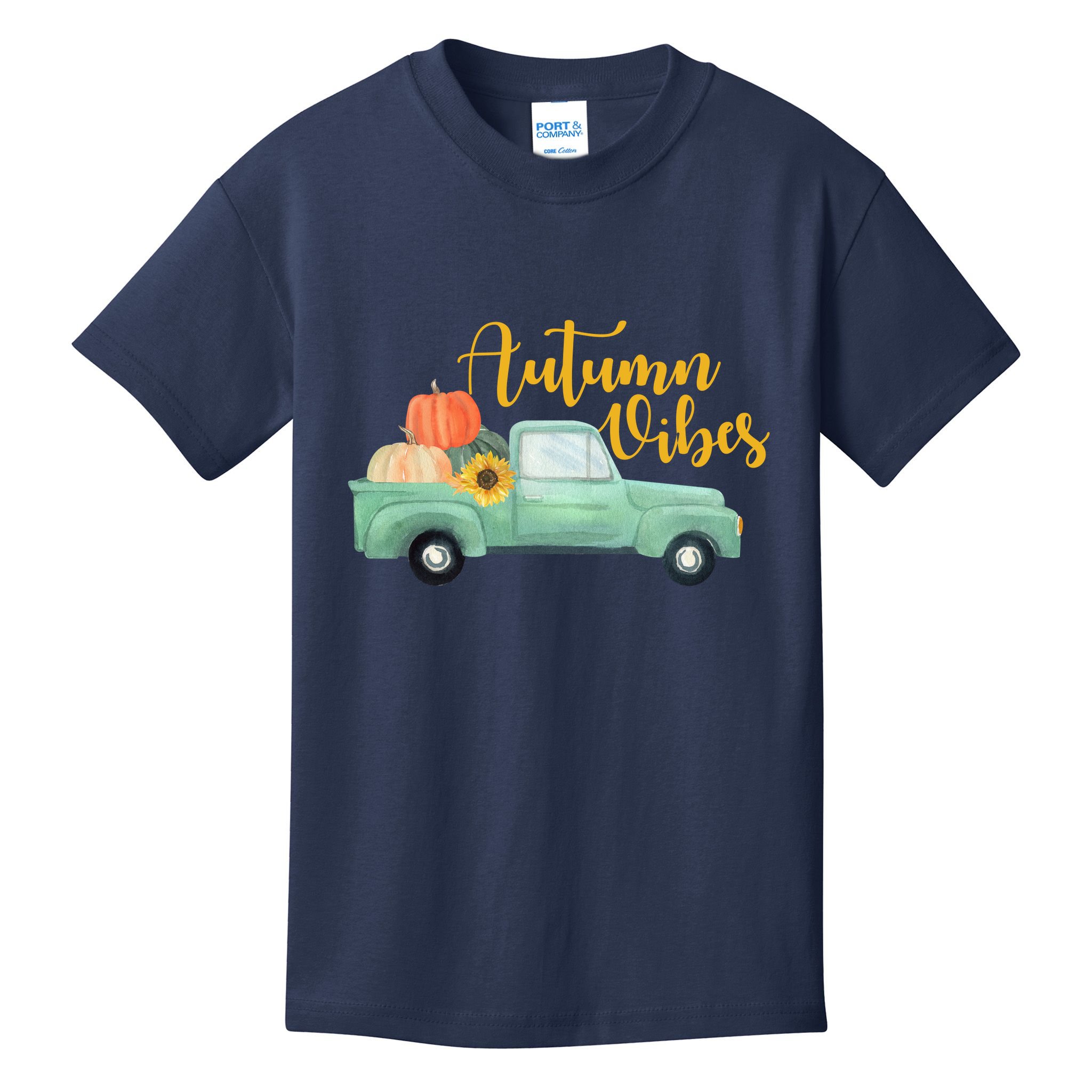 Autumn Vibes Pumpkin Truck Kids T-Shirt