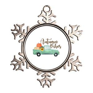 Autumn Vibes Pumpkin Truck Metallic Star Ornament