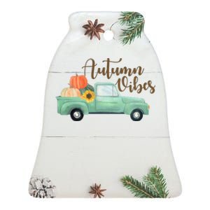 Autumn Vibes Pumpkin Truck Ceramic Bell Ornament