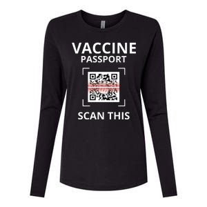 Anti Vaccine Passport Scan This Middle Finger Womens Cotton Relaxed Long Sleeve T-Shirt