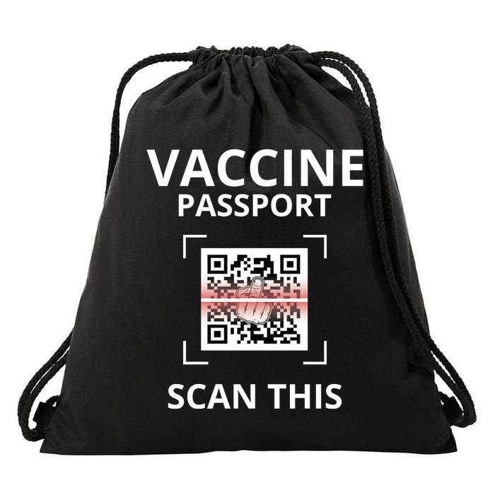 Anti Vaccine Passport Scan This Middle Finger Drawstring Bag