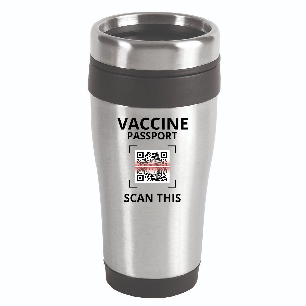 Anti Vaccine Passport Scan This Middle Finger 16oz Travel Tumbler