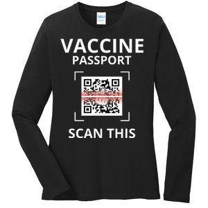 Anti Vaccine Passport Scan This Middle Finger Ladies Long Sleeve Shirt