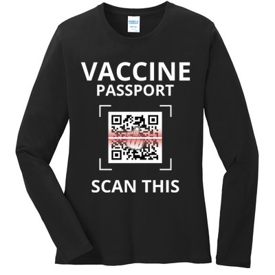 Anti Vaccine Passport Scan This Middle Finger Ladies Long Sleeve Shirt