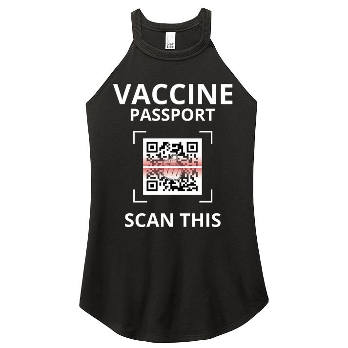 Anti Vaccine Passport Scan This Middle Finger Women's Perfect Tri Rocker Tank