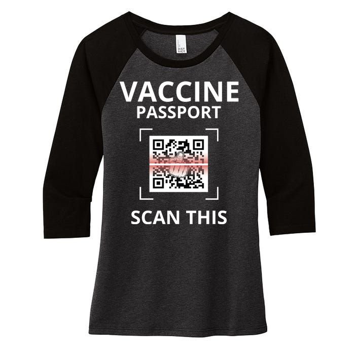 Anti Vaccine Passport Scan This Middle Finger Women's Tri-Blend 3/4-Sleeve Raglan Shirt