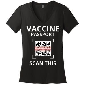 Anti Vaccine Passport Scan This Middle Finger Women's V-Neck T-Shirt