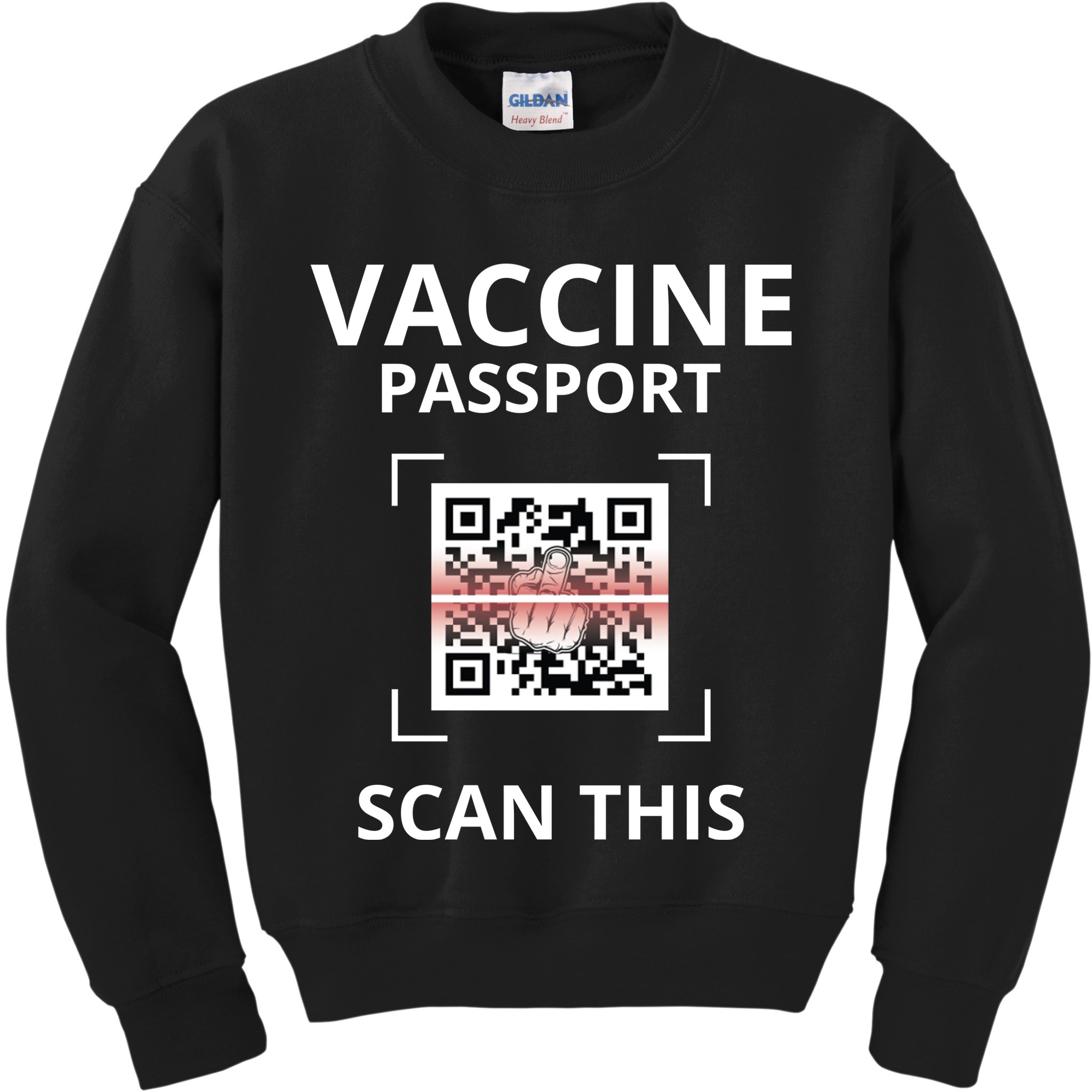 Anti Vaccine Passport Scan This Middle Finger Kids Sweatshirt