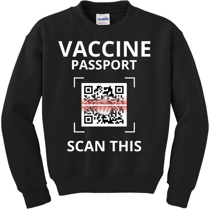 Anti Vaccine Passport Scan This Middle Finger Kids Sweatshirt