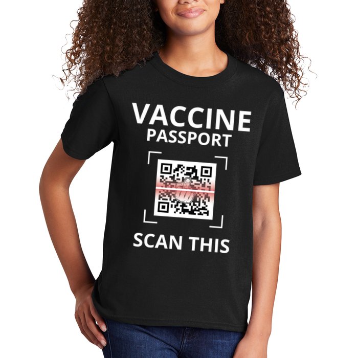 Anti Vaccine Passport Scan This Middle Finger Kids T-Shirt